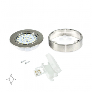 Foco LED, D. 65 mm, con Soporte, Luz blanca natural, Plástico, Niquel satinado