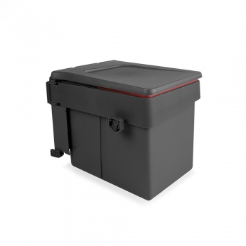 Contenedor de reciclaje, 15 L, fijación puerta, apertura tapa automatica, Plástico, Gris antracita