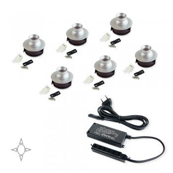 Luz LED, D. 33 mm, orientable, convertidor 15 W, Luz blanca natural, Aluminio, Anodizado mate, 6 ud.