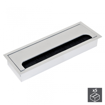 Pasacables mesa, rectangular, 269 x 80 mm, para encastrar, Aluminio, Anodizado mate, 5 ud