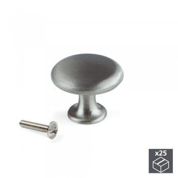 Pomo para mueble, D. 31 mm, Zamak, Níquel satinado, 25 ud.