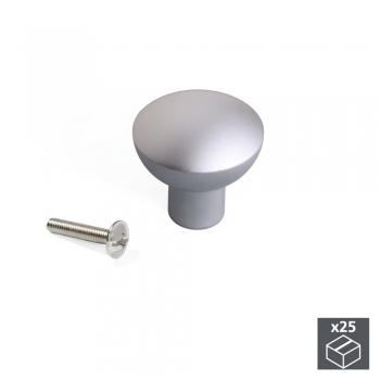 Pomo para mueble, D. 25 mm, Aluminio, Anodizado mate, 25 ud.
