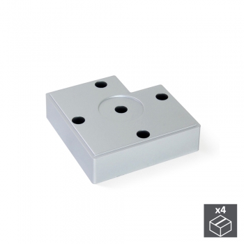 Pie para mueble, altura 15 mm, Plástico, Gris metalizado, 4 ud.