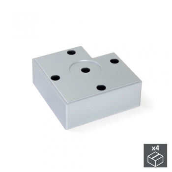 Pie para mueble, altura 30 mm, Plástico, Gris metalizado, 4 ud.