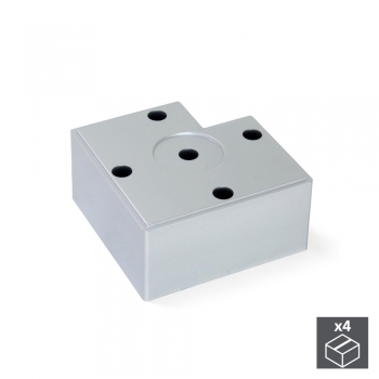 Pie para mueble, altura 45 mm, Plástico, Gris metalizado, 4 ud.