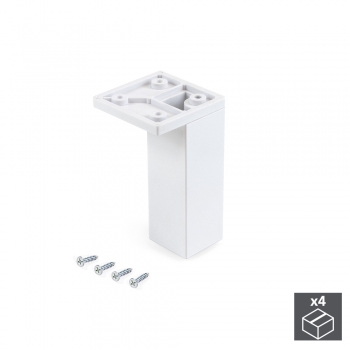Pie para mueble, esquina, regulable 100 - 110 mm, Plástico, Blanco, 4 ud.