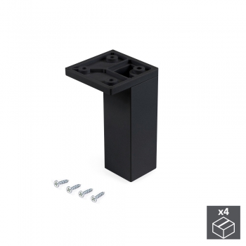 Pie para mueble, esquina, regulable 100 - 110 mm, Plástico, Negro, 4 ud.