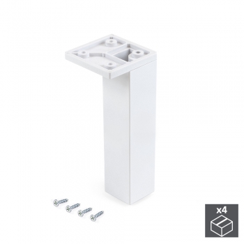 Pie para mueble, esquina, regulable 140 - 150 mm, Plástico, Blanco, 4 ud.