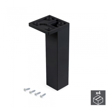 Pie para mueble, esquina, regulable 140 - 150 mm, Plástico, Negro, 4 ud.