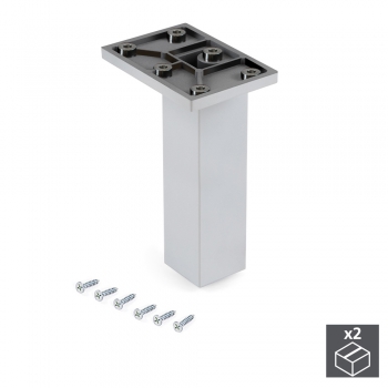 Pie para mueble, central, regulable 140 - 150 mm, Plástico, Cromado, 2 ud.