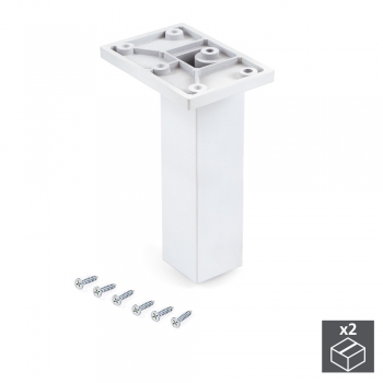 Pie para mueble, central, regulable 140 - 150 mm, Plástico, Blanco, 2 ud.