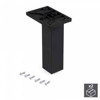 Pie para mueble, central, regulable 140 - 150 mm, Plástico, Negro, 2 ud.