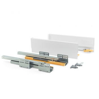 Kit cajón de cocina Concept, altura 105 mm, prof. 500 mm, cierre suave, Acero, Blanco