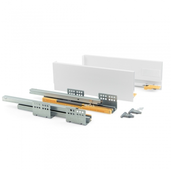 Kit cajón de cocina Concept, altura 138 mm, prof. 450 mm, cierre suave, Acero, Blanco