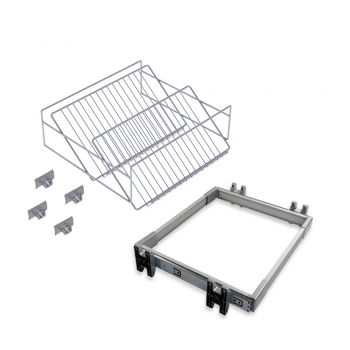 Kit de zapatero metálico y bastidor de guías, regulable, módulo de 800 mm, Acero y aluminio, Gris metalizado
