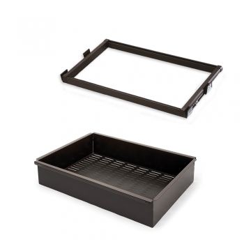 Kit de cajón metálico y bastidor de guías, regulable, módulo de 900 mm, Acero y aluminio, color moka