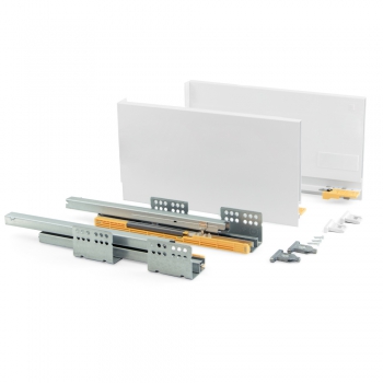 Kit cajón de cocina Concept, altura 185 mm, prof. 400 mm, cierre suave, Acero, Blanco