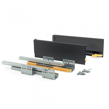 Kit cajón de cocina Concept, altura 138 mm, prof. 300 mm, cierre suave, Acero, Gris antracita