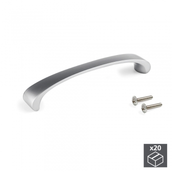 Tiradores para mueble, intereje 128 mm, Zamak, Niquel satinado, 20 ud.