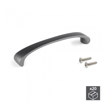 Tiradores para mueble, intereje 128 mm, Zamak, color titanio, 20 ud.