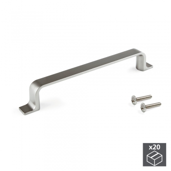 Tiradores para mueble, intereje 128 mm, Zamak, Niquel satinado, 20 ud.