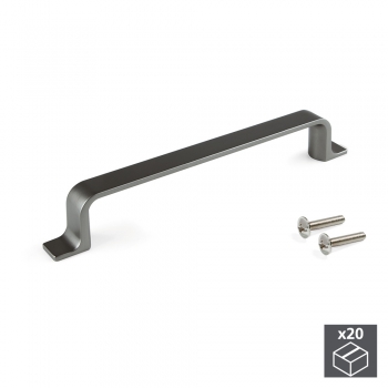 Tiradores para mueble, intereje 128 mm, Zamak, color titanio, 20 ud.