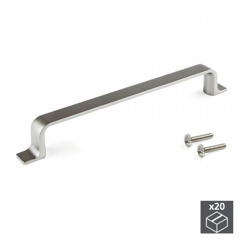 Tiradores para mueble, intereje 160 mm, Zamak, Niquel satinado, 20 ud.