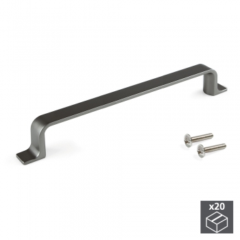 Tiradores para mueble, intereje 160 mm, Zamak, color titanio, 20 ud.