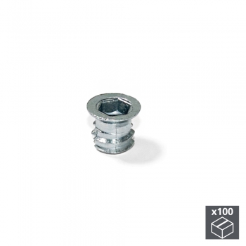 Tuerca para taladros avellanados, rosca métrica M8, Zamak, Cincado, 100 ud.
