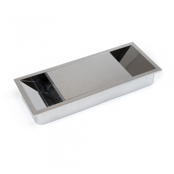Pasacables mesa, rectangular, 152 x 61 mm, para encastrar, Plástico, Cromado