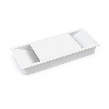 Pasacables mesa, rectangular, 152 x 61 mm, para encastrar, Plástico, Blanco
