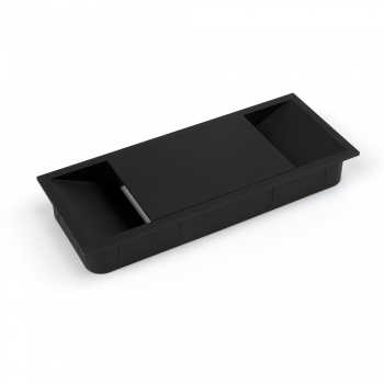 Pasacables mesa, rectangular, 152 x 61 mm, para encastrar, Plástico, Negro