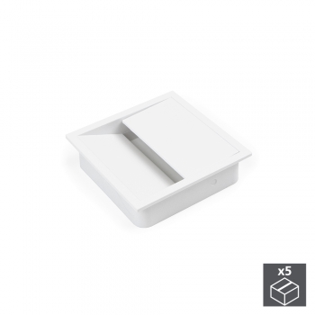 Pasacables mesa, cuadrado, 85 x 85 mm, para encastrar, Plástico, Blanco, 5 ud