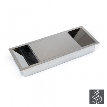 Pasacables mesa, rectangular, 152 x 61 mm, para encastrar, Plástico, Cromado, 5 ud.