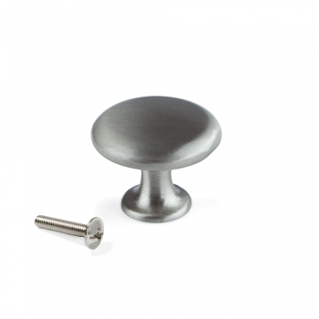 Pomo para mueble, D. 31 mm, Zamak, Níquel satinado