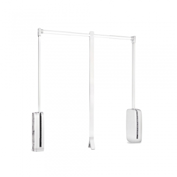 Colgador abatible para armario, regulable 450-600 mm, hasta 12 Kg, Acero, Blanco