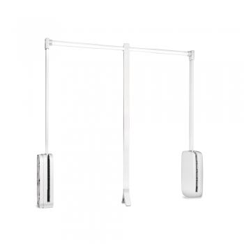 Colgador abatible para armario, regulable 830-1.150 mm, hasta 12 Kg, Acero, Blanco