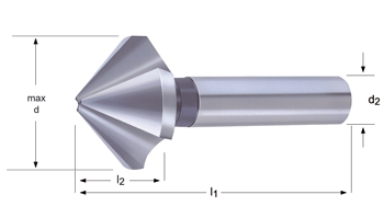 G142 - Dormer HSS Brillante Recto 90° Avellanadores con alívio radial extra - 90° DIN 335 C