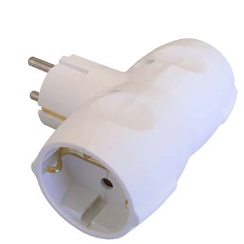 ADAPTADOR DE 2 TOMAS CON TOMA DE TIERRA