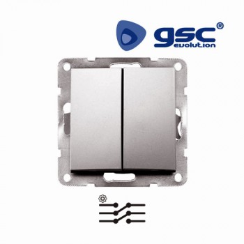 Doble interruptor empotrable Iota (Plateado) Ref. 103500009