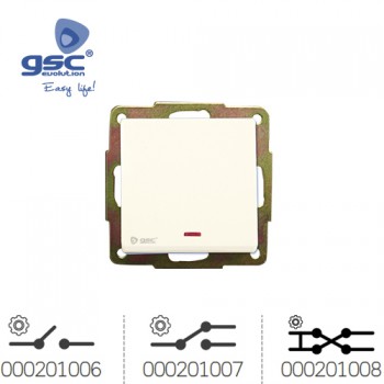 Interruptor / Conmutador empotrables (Blanco) + LED Ref. 000201006-000201007-000201008