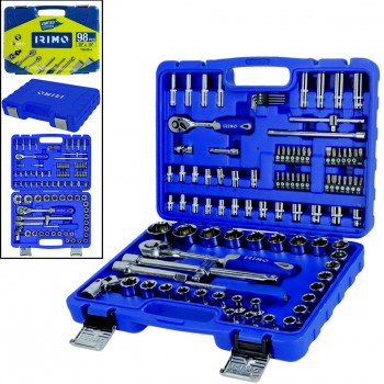 JUEGO DE VASOS CON CUADRADO DE 1/2"-1/4" Ref. 130-98-4 (98 PIEZAS)