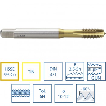 MACHO RECTO DE MÁQUINA CON ROSCA MÉTRICA PARA INOX CON MANGO REFORZADO DIN-371 Mod. 3149