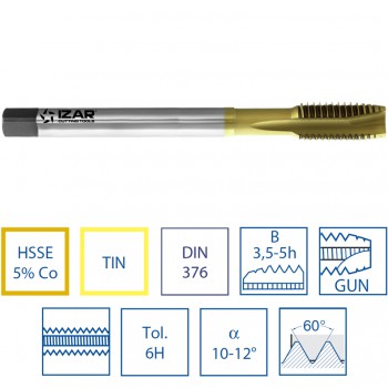 MACHO RECTO DE MÁQUINA CON ROSCA MÉTRICA PARA INOX DIN-376 Mod. 3249