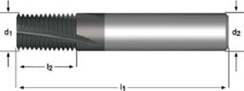 J220 - Dormer Metal Duro Alcrona Pro MF  Fresa para rosca MF con ángulo de hélice de 10° Estrías helicoidales a 10° Dormer
