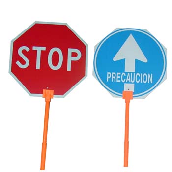 SEÑAL DE OBRA CON MANGO STOP-PASO.