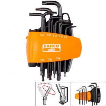 JUEGO DE LLAVES ACODADAS TIPO TORX® CON BOLA Y FOSFATADAS (8 piezas) Ref. BE-9675
