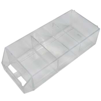 CAJÓN TRANSPARENTE CON COMPARTIMENTOS PARA ESTANTES CLASIFICADORES