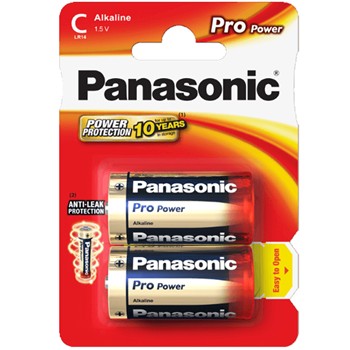 BLISTER DE 2 PILAS ALCALINAS PANASONIC LR14 DE 1,5 V.