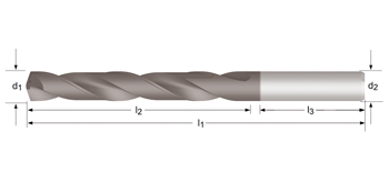 R453 - Dormer Metal Duro TiAlN MP-X 140° Int. refrigerante Broca larga - MP-X - Refrigeración interna 5XD Serie corta DIN 6537 L